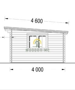 Flat roof wooden cabin DREUX (5m x 4m), 44 mm