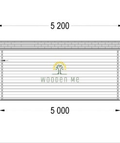 Flat roof wooden cabin DREUX (5m x 4m), 44 mm