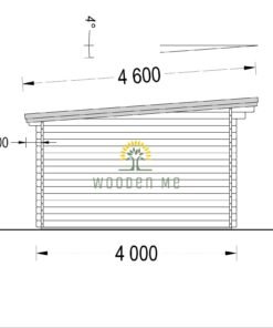 Flat roof wooden cabin DREUX (5m x 4m), 44 mm