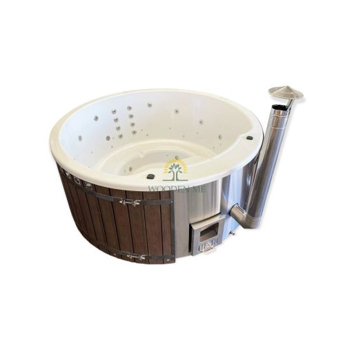 Fiberglass hot tub with integrated heater - WPC Brown