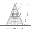 Wooden cabin TIPI (4.5m x 7m) + 5.1m² mezzanine, 44 mm