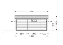 Flat roof wooden summerhouse Alto (6m x 6.7m) + 8 m² terrace - back view