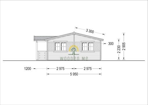 Wooden summerhouse DONNA (12.5m x 6m), 44 mm/44mm+44mm