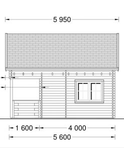 Wooden cabin ALBI (5.6m x 5m) + terrace - side view