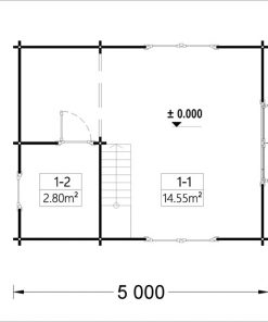 Flat roof wooden house AVIGNON (4m x 5m) + 16 m² loft - floor plan 1