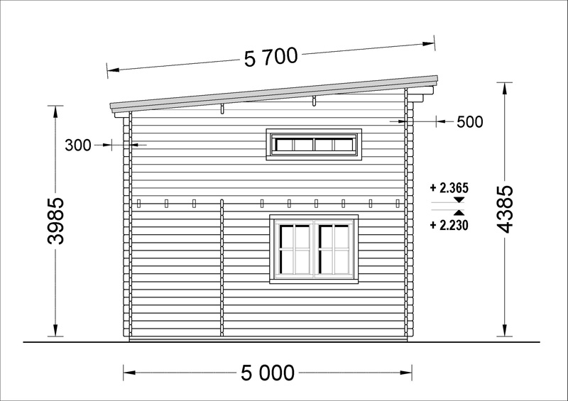 Flat roof wooden house AVIGNON (4m x 5m) + 16 m² loft