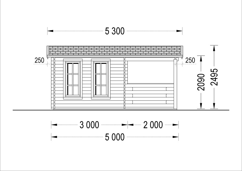 Wooden house ISLA (6m x 5m), - Right side