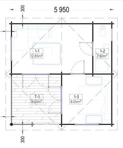 Wooden house OLIVIA (6m x 6m) - floor plan