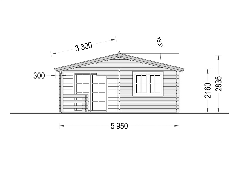 Wooden house OLIVIA (6m x 6m) - front view