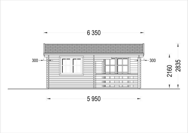 Wooden house OLIVIA (6m x 6m) - side view