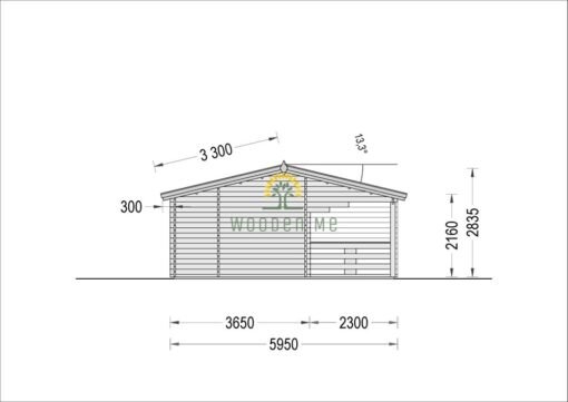 Wooden summerhouse AMELIA (9m x 6m), 44mm/66mm