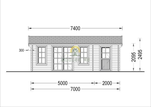 Wooden house LEA (7m x 4m), 44mm/66mm