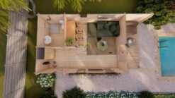 Wooden cabin RICO 4.04m x 7.8m, 44 mm :