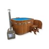 Square hot tub with plastic bench