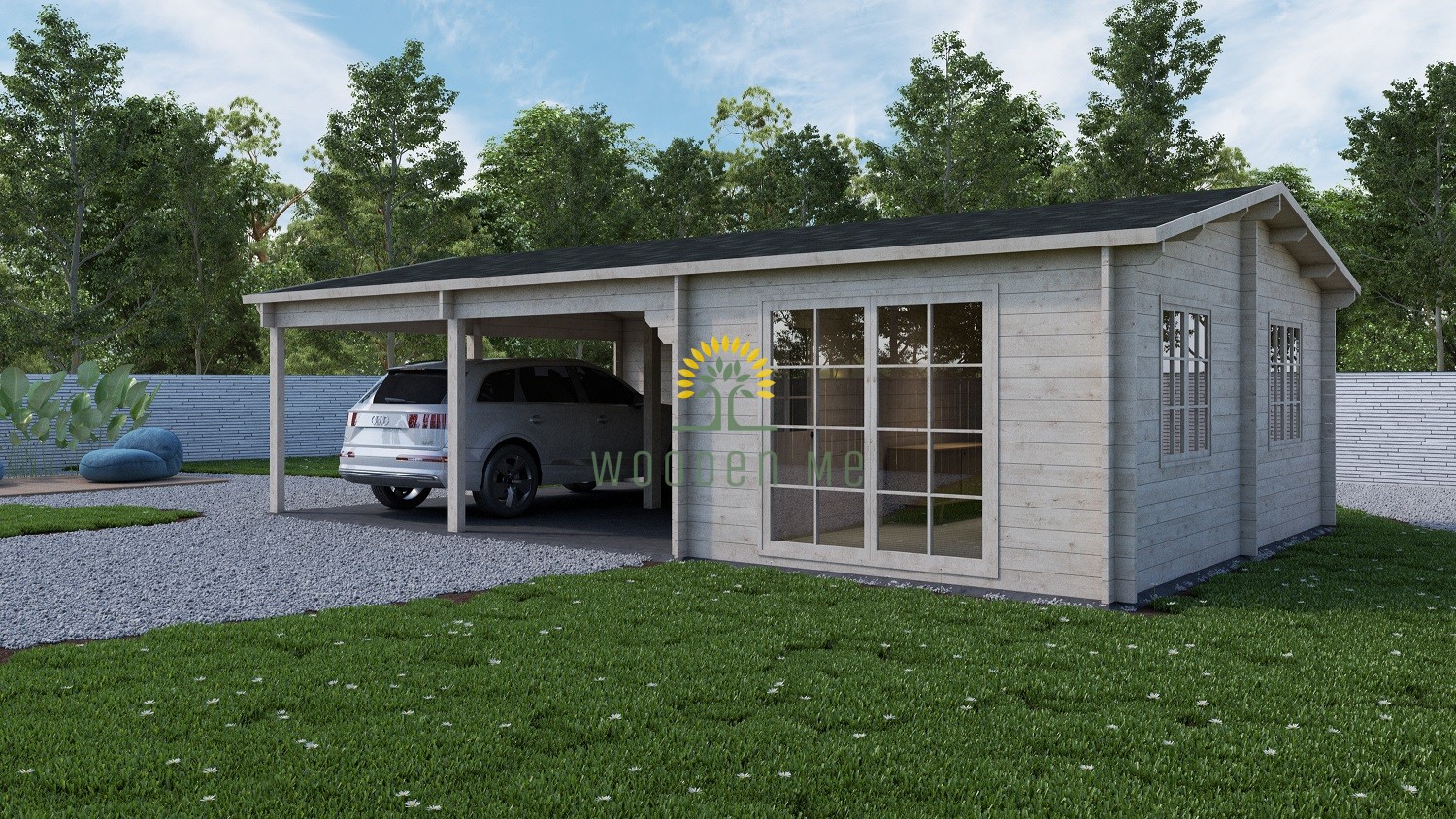 Tivoli – Double carport with shed (5.95 m x 7.5m), 44mm