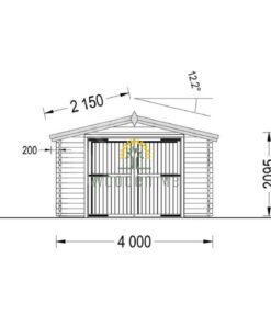 Single garage WOODY (44 mm), 4×7.5 m, 30 m²