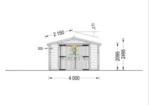 Single garage WOODY (44 mm), 4×7.5 m, 30 m²