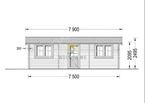 Single garage WOODY (44 mm), 4×7.5 m, 30 m²