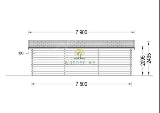 Single garage WOODY (44 mm), 4×7.5 m, 30 m²