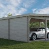 Tivoli – Double carport flat roof with shed (5.95 m x 7.5m), 44mm