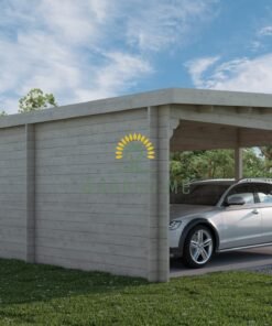 Tivoli – Double carport flat roof with shed (5.95 m x 7.5m), 44mm