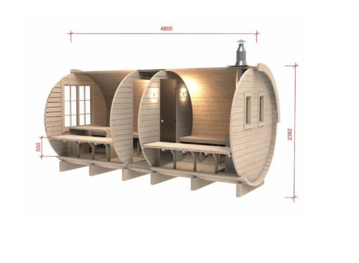 Sauna barrel 4.8 m/Ø 2.27 m with side entrance