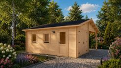 Garage with Carport 36 m² (6.8 m x 5.6 m), 44 mm