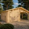 Garage with Carport 36 m² (6.8 m x 5.6 m), 44 mm