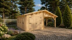 Garage with Carport 36 m² (6.8 m x 5.6 m), 44 mm