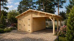Garage with Carport 36 m² (6.8 m x 5.6 m), 44 mm
