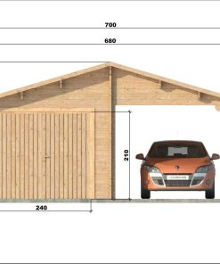 Garage med carport 6,8 m x 5,6 m