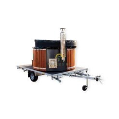 Hot tub integrated heater on a trailer