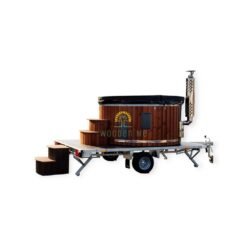 Hot tub integrated heater on a trailer