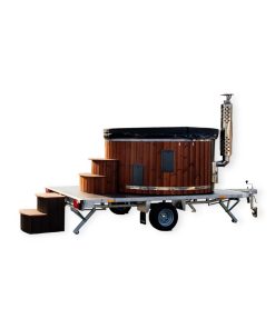 Hot tub integrated heater on a trailer