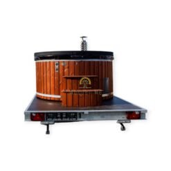 Hot tub integrated heater on a trailer