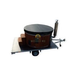 Hot tub integrated heater on a trailer