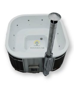 Square hot tub with acrylic insert with integrated heater