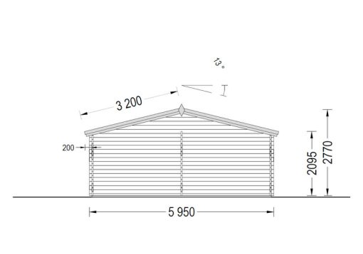 Double wooden garage Hangar 48m² (5.95m x 8.m)
