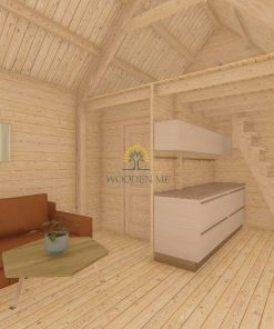 Log cabin with loft Scandi 3.7 m x 5.4 m 44mm