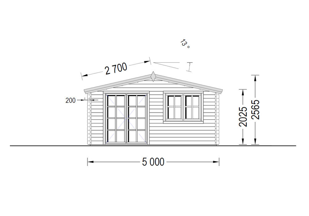 Wooden cabin Wissous 15m² (5m x 3m), 34 mm