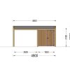 Carport with shed and side wall LUNA F PLUS (4,9×5,6 m)