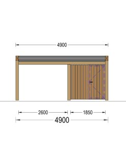 Carport with shed and side wall LUNA F PLUS (4,9×5,6 m)