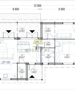 Wooden house ADELE (44 + 44mm), 68 m²