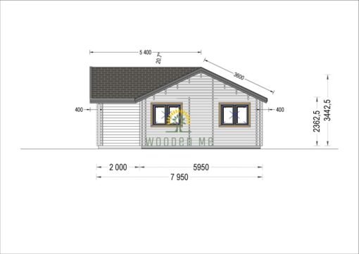 Wooden house ADELE (44 + 44mm), 68 m²