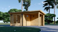 Wooden shed with terrace LARISSA (28 mm)