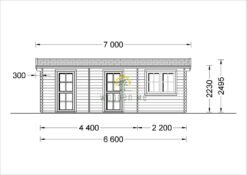 Wooden cabin ELEONORA (44 mm), 6.6x3 m, 20 m²
