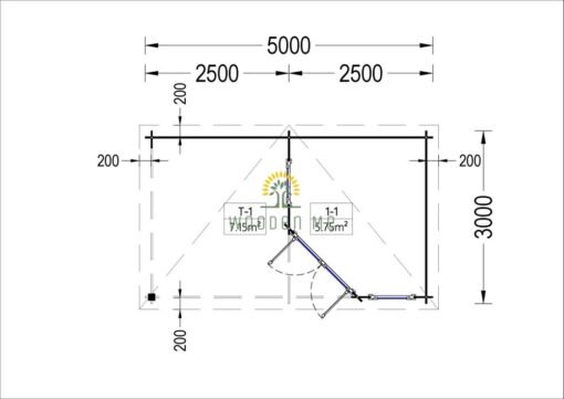 Wooden shed with terrace KATERINA (28 mm)