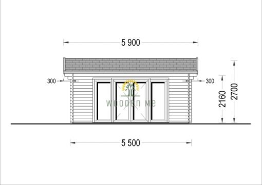 Wooden cabin MIA (44 mm), 5.5x5.5 m, 30 m²