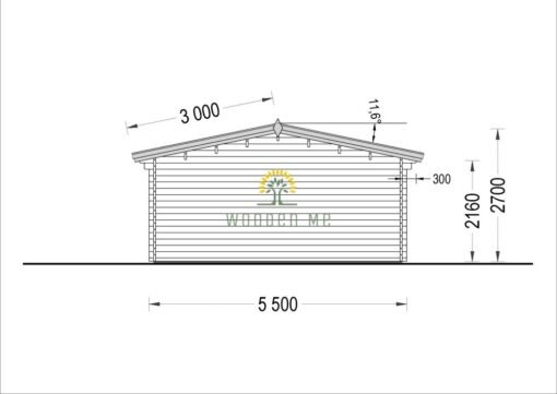 Wooden cabin MIA (44 mm), 5.5x5.5 m, 30 m²