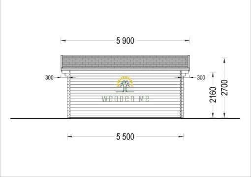 Wooden cabin MIA (44 mm), 5.5x5.5 m, 30 m²